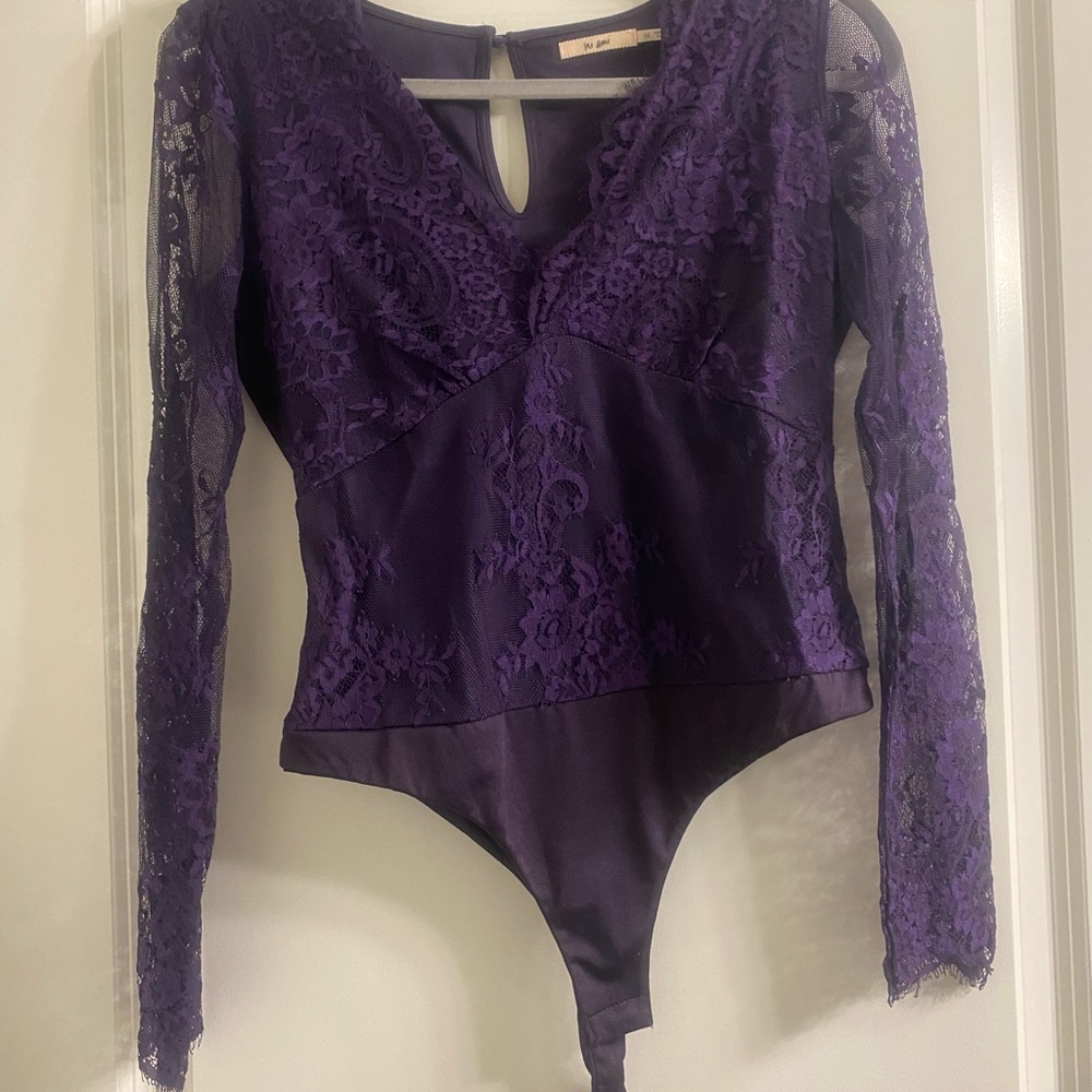 Francesca's Collections Deep Purple Lace Bodysuit